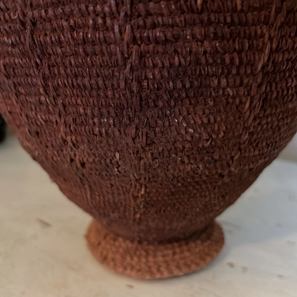 Large Antique African hand woven basket 12” x8.5”